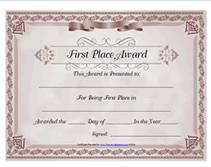 1st Place Certificate Templates